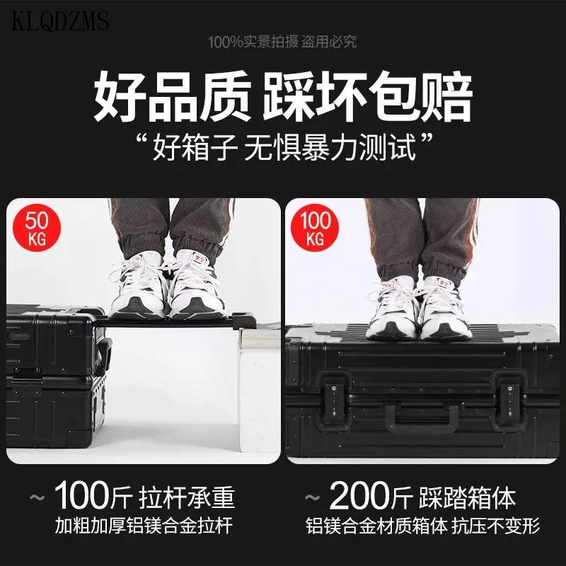 KLQDZMS 20’’24’’26’’29 Inch All Aluminum Alloy Fashion Business Suitcase Removable Lining Retro Travel Trolley Luggage Bag