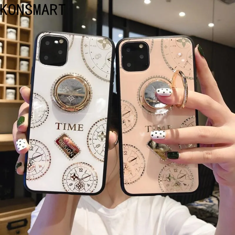 

Case For Huawei Nova 5i Pro Nova 5 Nova 4e Luxury Glitter Mirror Fashion Jewelry Case P20 Lite P30 Pro P30 3D Time Bracket Ring
