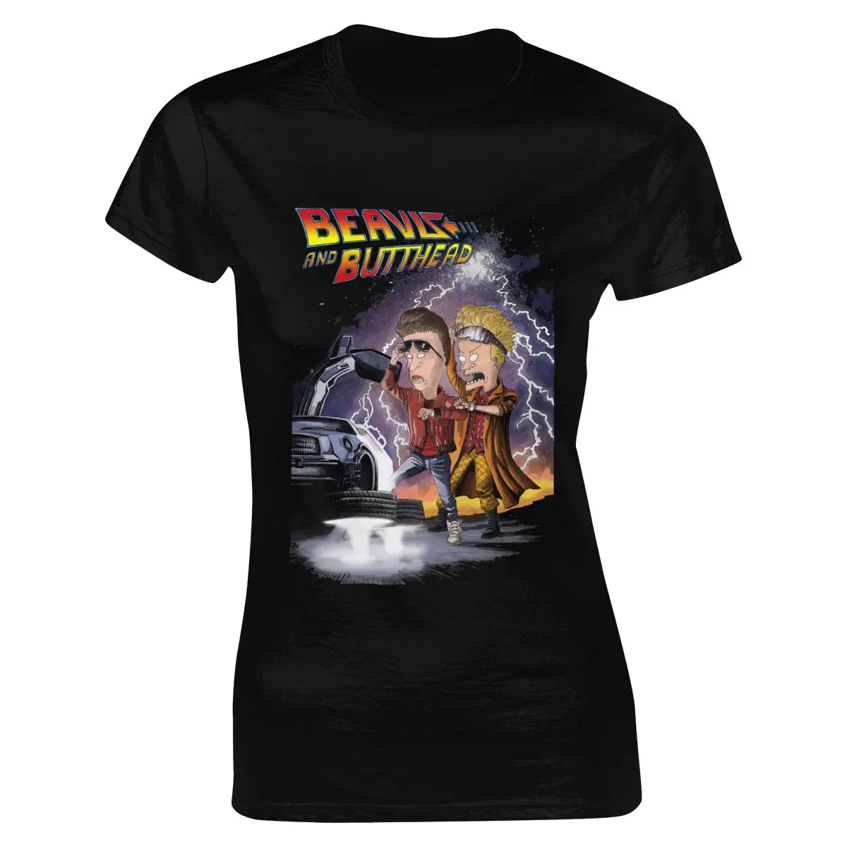 

Beavis and Butt-head X Back to The Future Combo T-shirt, Funny Tee O-neck Print Casual Cotton Short Summer Regular Cn(origin)