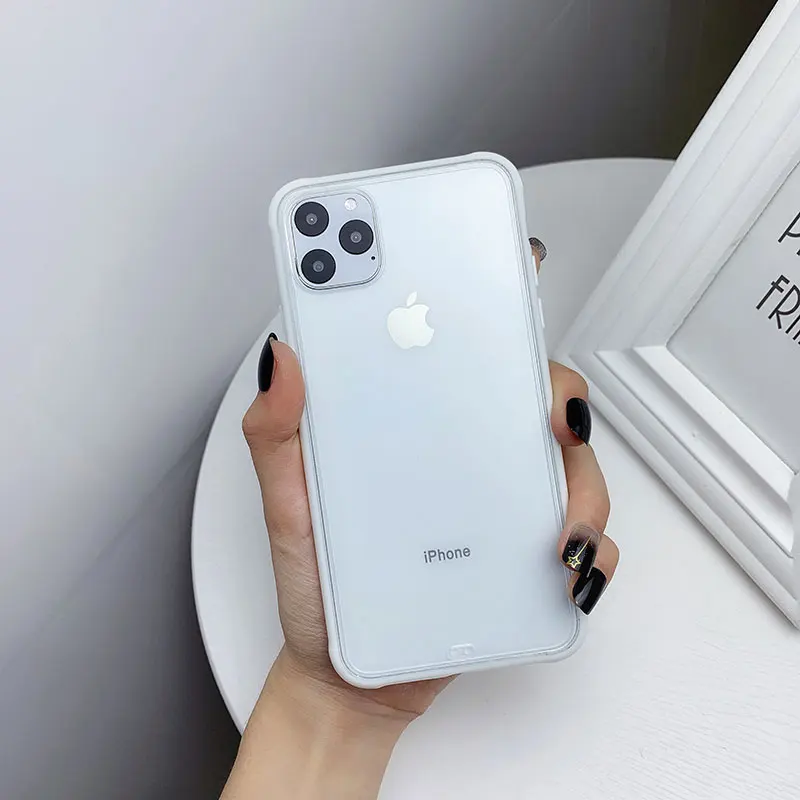 Роскошный Матовый Прозрачный чехол для телефона iPhone 11 Pro Max XR X XS Max 8 7 6 6S Plus противоударный жесткий акриловый прозрачный чехол - Цвет: Белый