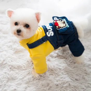 

Jumpsuits Small Dog Clothes Cartoon Super for Dogs Clothing Pet Outfits Cute Spring Autumn Yorkies Yollow Boy Ropa Para Perro