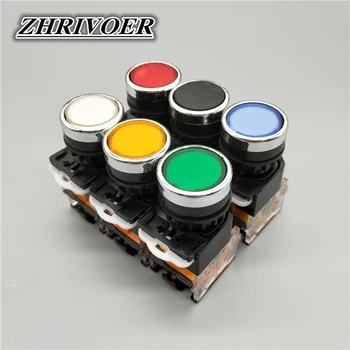 

22mm ON-OFF Momentary/Latching Push button switch 4 Screws Circular small size Flat round Panel Cutout LA38-11BN LA38-11BNZS
