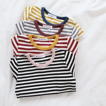 

Spring new children's clothing striped color Korean children's T-shirt