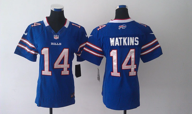 Женщины Леди Все сшитые Buffalo s#14 Sammy Watkins#5 Tyrod Taylor#25 LeSean McCOY#90 Shap Lawson#12 Jim Kelly Jersey - Цвет: Серый