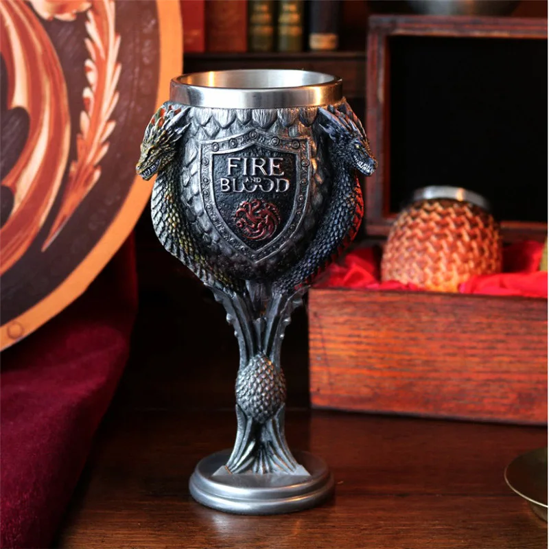 

Game of Thrones Wine Goblets Creative 3D Resin Stainless Steel Coffee Cups and Mugs Funny Beer Mug Tankard Gift Drinkware Mark