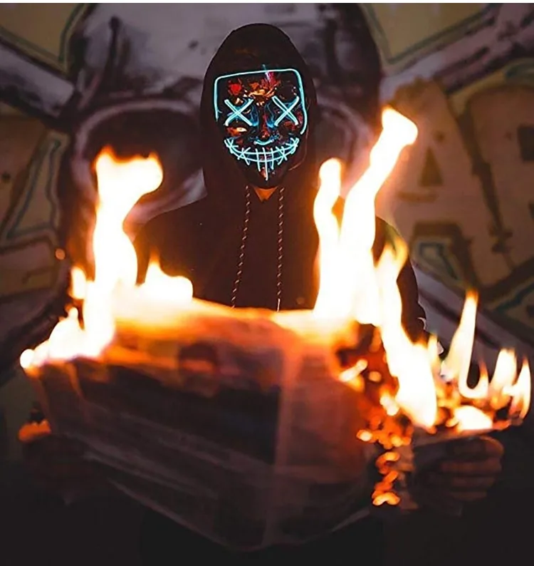 

Halloween Mask LED Mask Mascara Costume DJ Light Up Party Masks Purge Election Funny Masks Cosplay Neon Maske Light Balaclava