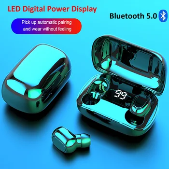 

Bluetooth Earphone Wireless Earbuds LED Display 5.0 TWS Headsets Dual Earbuds Bass Sound for Huawei Xiaomi Iphone Samsung Phone
