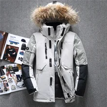 Зимние куртки-пуховики с капюшоном из натурального меха, мужские теплые пуховые пальто высокого качества, мужская повседневная зимняя верхняя одежда, пуховики, JK-1798