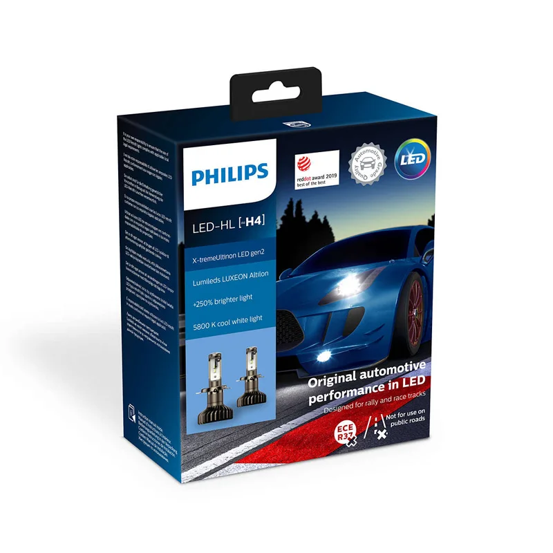 PHILIPS X-tremeUltinon LED gen2 HL-H4 стильный белый цвет 5800К Цоколь P43t На 200-250% более яркий свет |