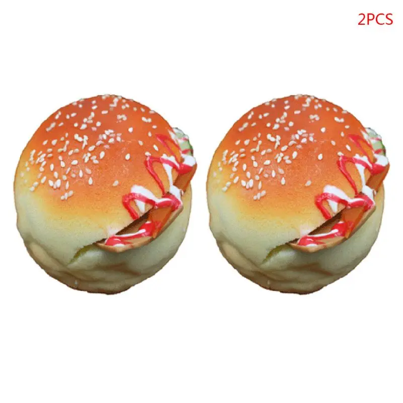 

2pcs Realistic Artificial Bread Hamburger Model Photography Props Kitchen Decor