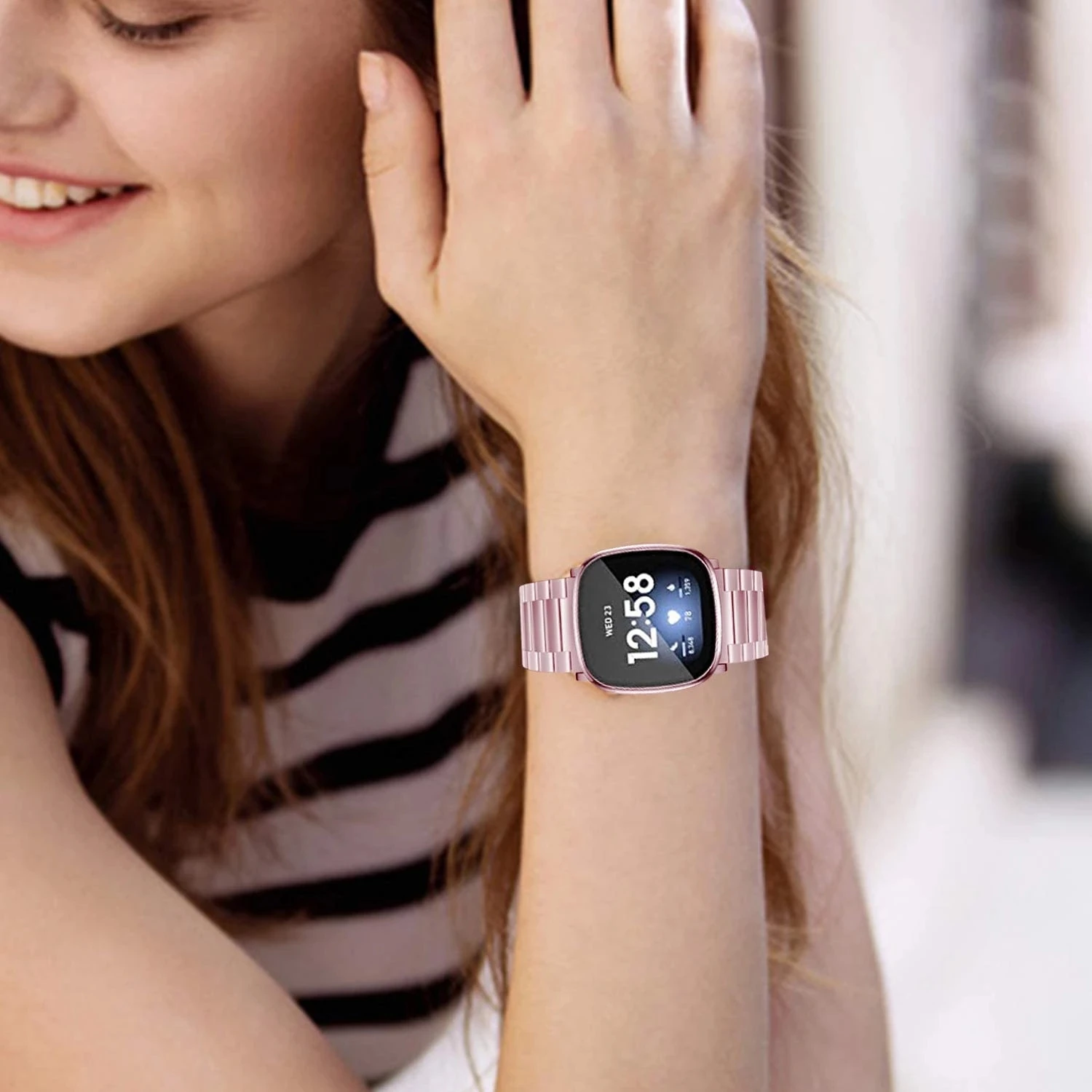 Amazfit Amazfit Bip 5 3 S U Pro Lite 밴드 스테인레스 스틸 금속 스트랩 Amazfit GTS4 3 2e 미니 스크린 보호 케이스 포함