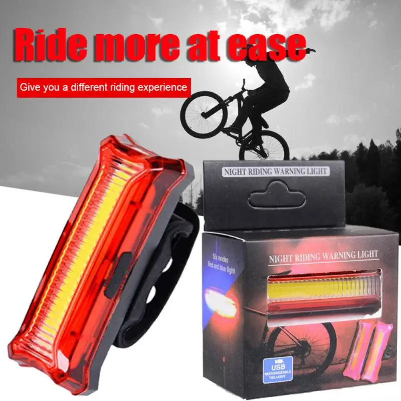 Two-Color Bike Taillights Six Flash Mode Changes USB Charging Bicycle Warning Light Waterproof 360° Rotate Riding Taillight | Спорт и