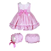 Эксклюзивное летнее платье принцессы с цветочным узором для девочек; винтажные испанские кружевные платья с бантом в стиле Лолиты для девочек; платья для дня рождения; платья для малышей