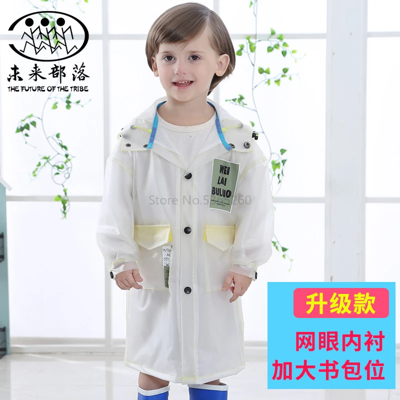 Summer cute transparent raincoat for children boys and girls kindergarten children schoolbags - Цвет: Прозрачный