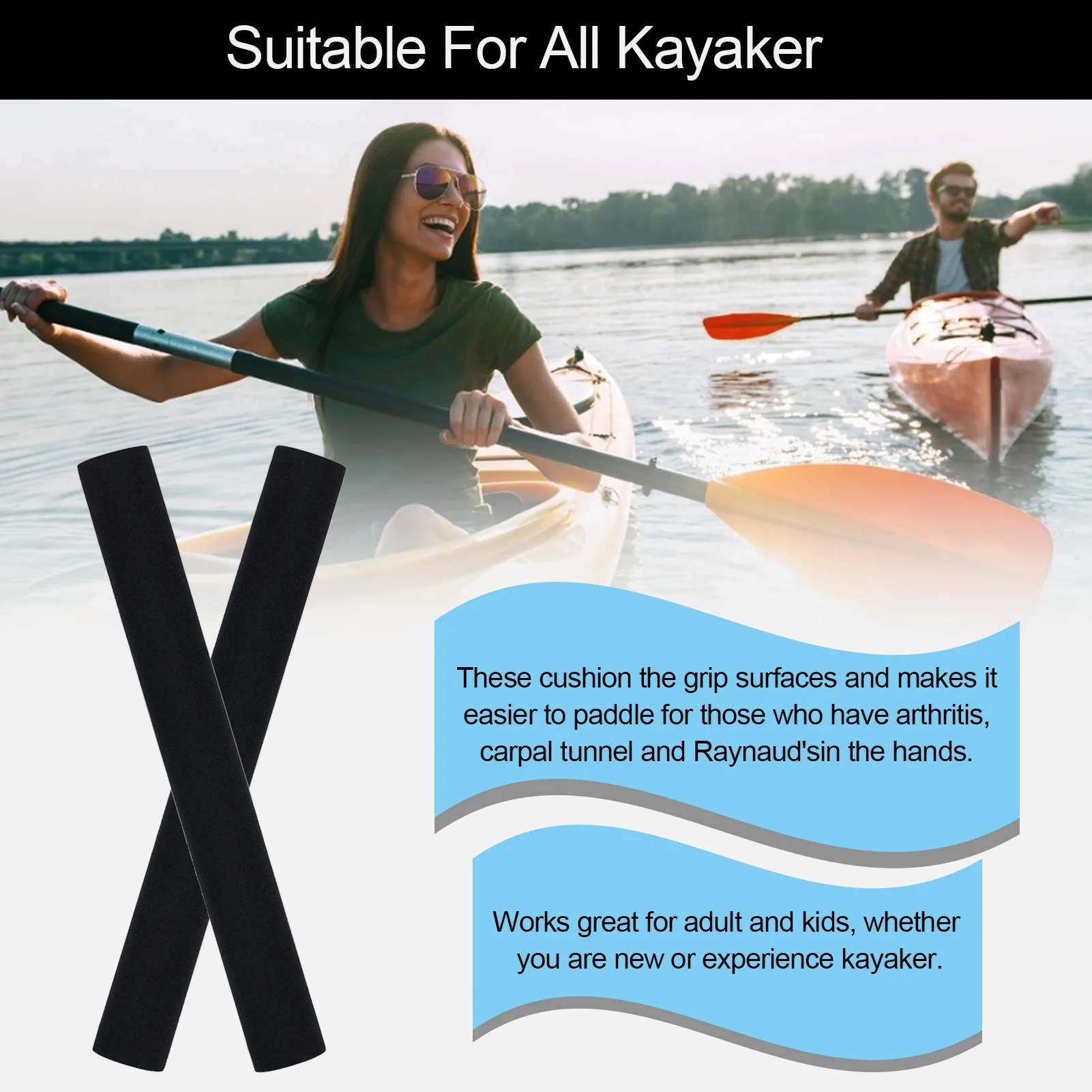 2pcs/set Paddle Grips Boat Anti Skid Protective Kayak Soft Canoe