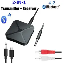 2 в 1 стерео беспроводной Bluetooth 4,2 аудио приемник передатчик для телевизора 3,5 мм AUX Bluetooth адаптер для наушников дома ТВ MP3 PC