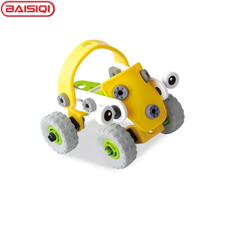 BAISIQI Новая игрушка для сборки и игры с завинчивающимся блоком для детей 5-6-7-8-9 лет купить 1 подарок 6830 желтый бульдозер техника сборки