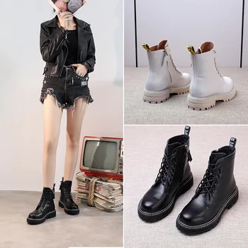 

boots new female autumn/winter 2020 joker handsome web celebrity high custom help large base of locomotive short boots