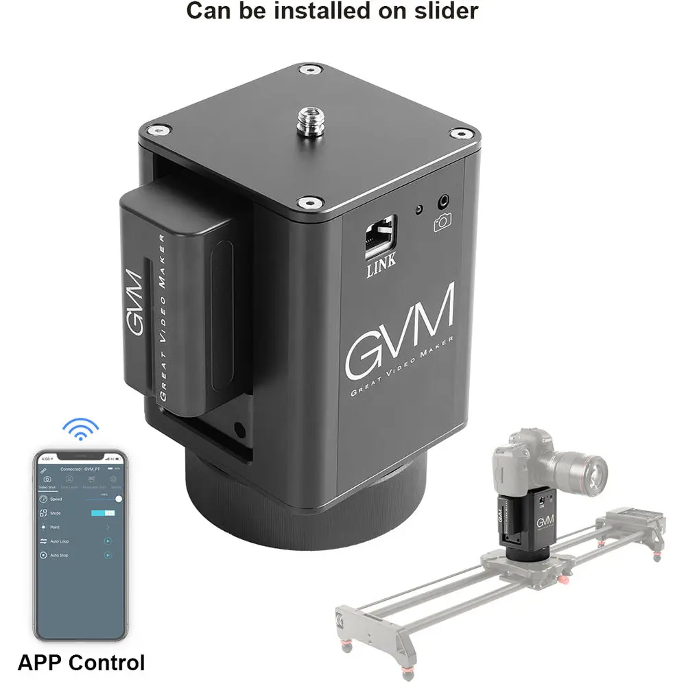 US $238.89 GVM Motorized Pan Head On Tripod Slider For Video Shooting 360 Panning Aluminum Alloy Wireless APP Controlled Portable WX1D