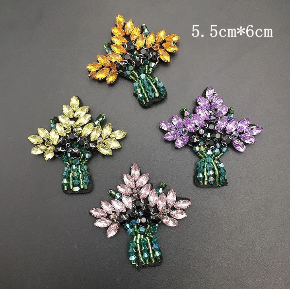 

New manual nail-bead acrylic drilling-leaf cloth paste imitation pearl flower clothing shoes and hats diy accessories