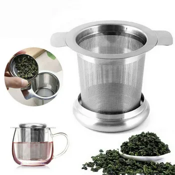 

Stainless Steel Mesh Tea Infuser Metal Cup Strainer Loose Tea Leaf Filter With Lid Filter Tea Strainer With 2 Handles