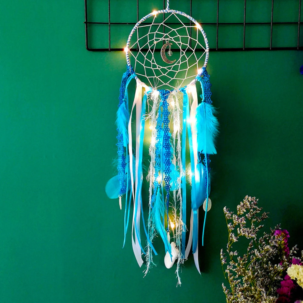 LED Dream Catcher Handmade Night Light Lace Dream Catchers for Bedroom Wall Hanging Home Decor Ornaments Craft, Purple/ Blue LED Dream Catcher Handmade Night Light Lace Dream Catchers for Bedroom Wall Hanging Home Decor Ornaments Craft, Purple/ Blue