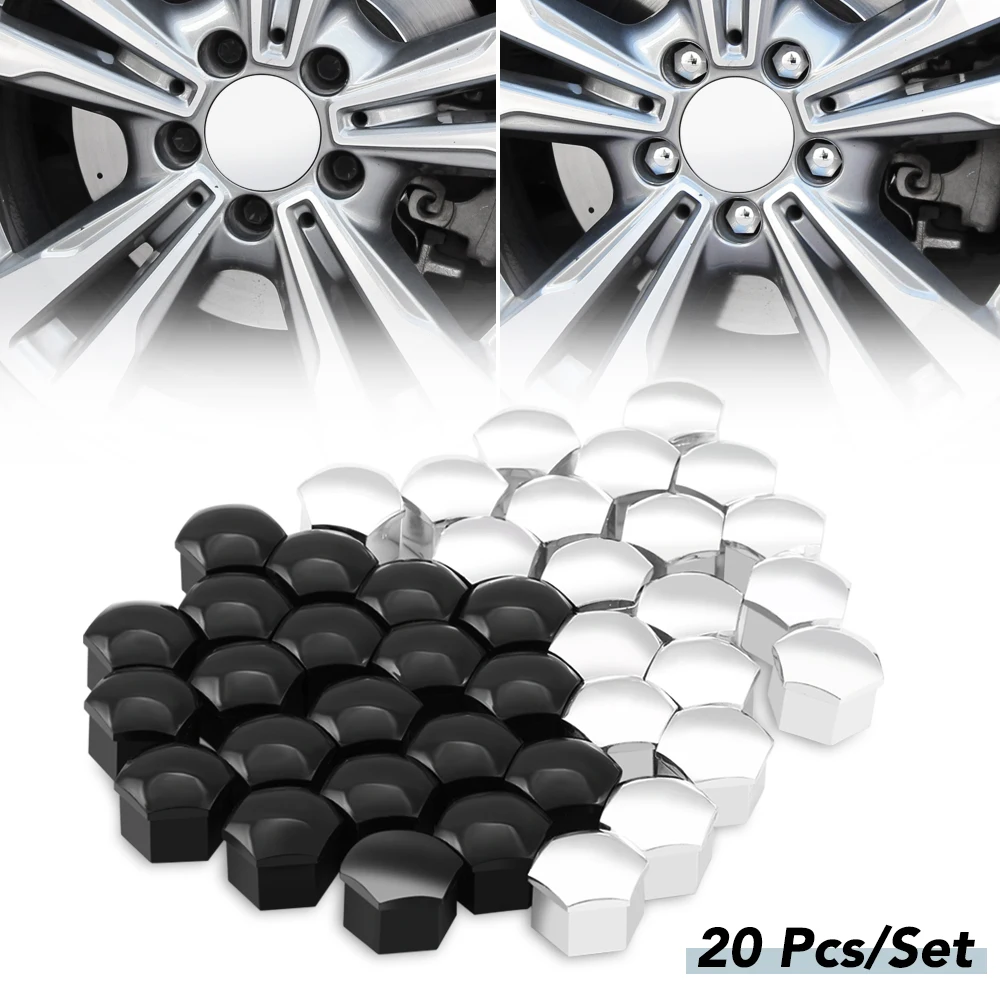 Garosa 20pcs 17mm écrou de roue de voiture protection de vis auto moyeu  anti-vol couvercle pour Audi, protection de vis de roue, cache écrou de roue  17mm