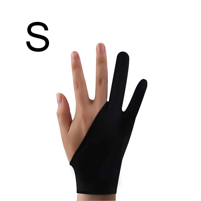 Два-пальцы художника анти-сенсорные перчатки для планшет для рисования правой и левой руки перчатки, предотвращающая контакт с экраном для ipad Экран доска - Цвет: S