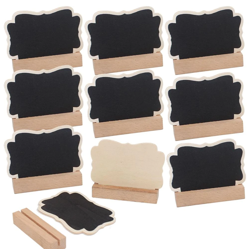 10pcs Mini Rectangular Blackboard Wooden Message Sign Board Wedding Cake Decor