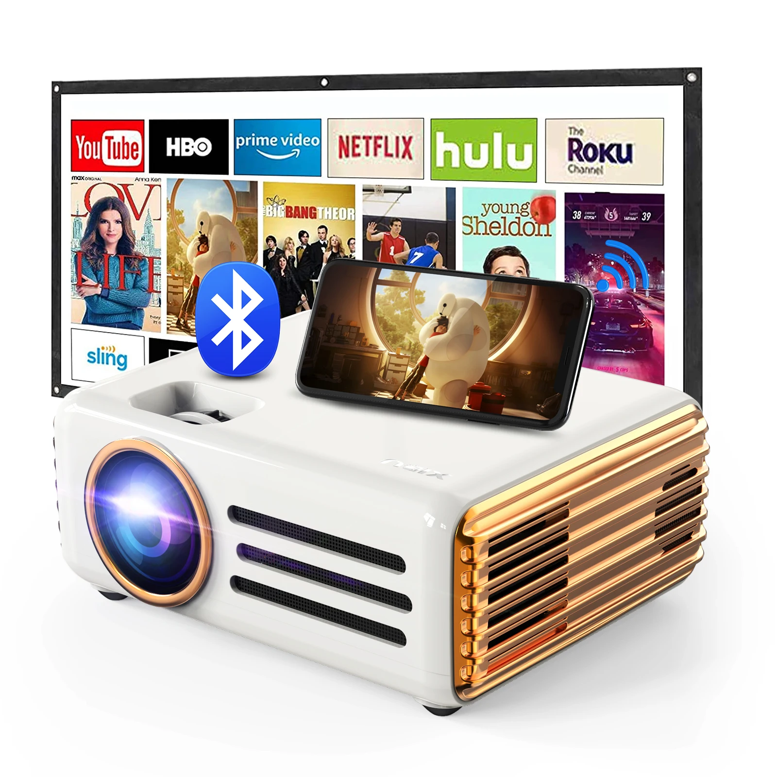 XIDU Projector Full HD 1080P WiFi 9.0 Bluetooth Proyector 8000Lux Home Smart Beamer Video For iPhone Android TV Stick