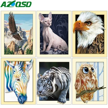 

AZQSD Full Square Diamond Painting Owl Cross Stitch Diamond Embroidery Animal Mosaic Rhinestones Home Decor Gift Handmade
