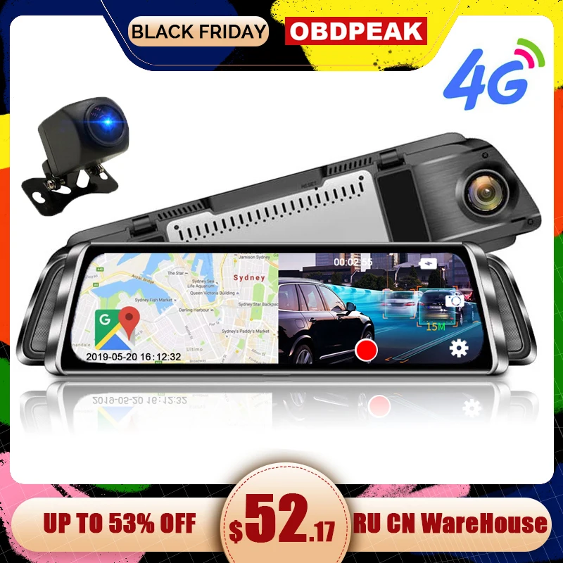 4G ADAS Автомобильный видеорегистратор Камера 1" Android SmartStream медиа зеркало заднего вида FHD 1080P камера WiFi gps видеорегистратор регистратор видео рекордер