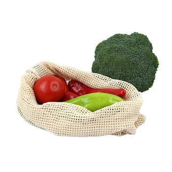 

10Pcs Reusable Produce Bag Organic Cotton Mesh Bag Storage Kitchen Vegetable Fruit Eco Bags Drawstring Shopping Bag