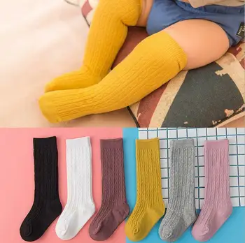 

0-3Y Infant Baby Kid Stocking Toddlers Girls Boys Knee High Solid Knit Socks Leg Warmer Stockings