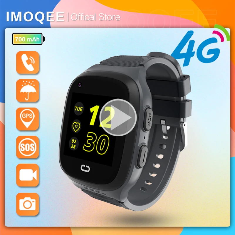 Reloj inteligente para niños, 4G, con rastreador GPS, cámara de llamadas,  alarma SOS, pantalla táctil, video, chat, IP67, impermeable, para niños de  3