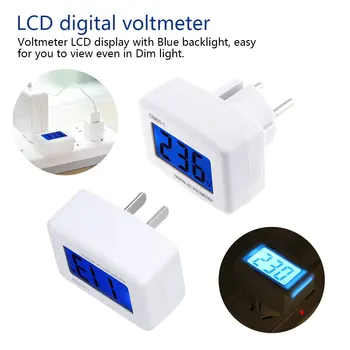 

1PC LCD Digital Voltmeter Volt Monitor AC 110V 220V Household AC Panel Meter Euro EU Plug 80-300V Blue Backlight Voltage Tester