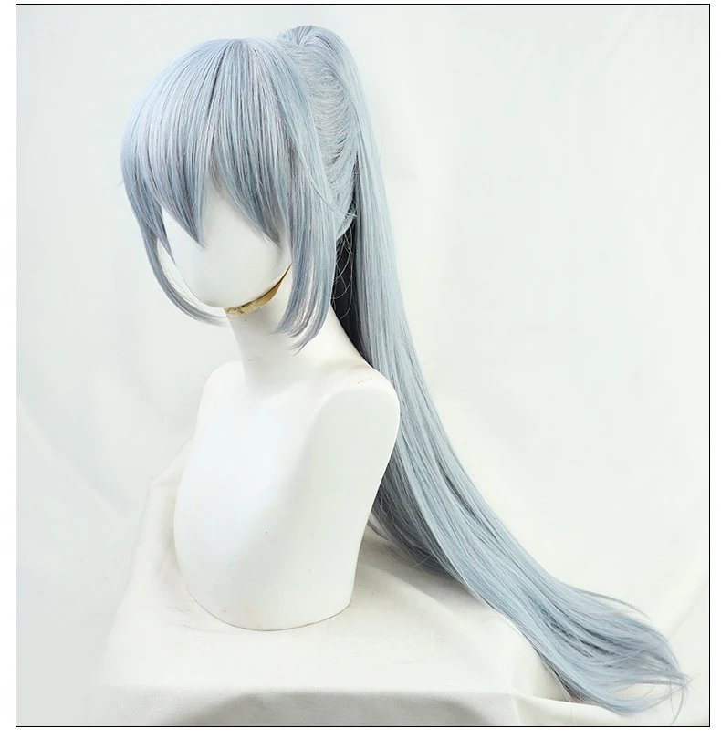 Jujutsu Kaisen Mahito Cosplay Wig Light Gray Blue Clip Ponytail Heat Resistant Hair three braid And Horsehair + a wig cap sexy anime cosplay