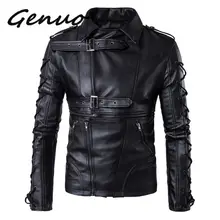 Бренд Genuo, мужские кожаные куртки, пальто, новинка, degisn, Европейская и американская мода, мотоциклетная кожаная куртка, большой размер, 5XL, черная куртка