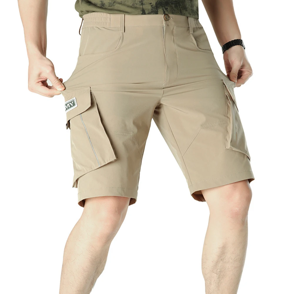 Мужские короткие штаны-карго, летние спортивные повседневные однотонные шорты с множеством карманов, короткие брюки