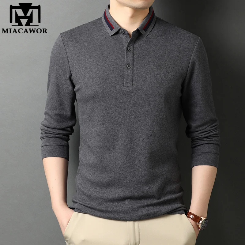 

New Brand Fashion Polo Shirt Men Hight Quality Cotton Autumn Long Sleeve Solid Color Camisas Polo Korean Casual Top T1094