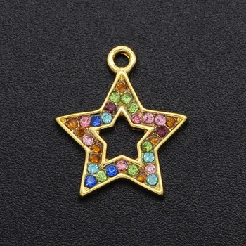 

5pcs/lot Alloy Rainbow Color Stones Star Charm Pendants Wholesale Necklace Pendants Bracelet Making Charms Top Quality