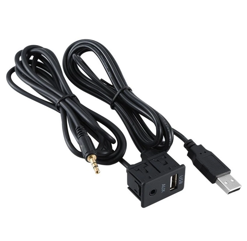 puerto USB de montaje empotrado para salpicadero de coche, adaptador de Cable de extensión AUX USB de 100mm, para Volkswagen y Toyota, 3,5 CM|Cables, adaptadores enchufes| - AliExpress