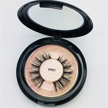 

High quality round box 3d mink eyelash pure handmade multilayered three-dimensional false eyelash with packing box