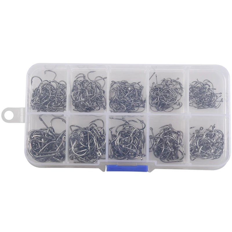 ABZB-500 X Fishing Hook Hook Hook Hooks Size 3 to 12 with Eye Box Case Black