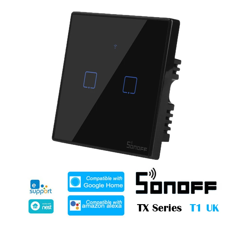Интеллектуальный выключатель света SONOFF T3 UK TX-серию интеллектуальных домашних Wi-Fi Переключатель 1/2/3 RF 433 домашней автоматизации переключатель совместим с EWelink Alexa Google Home