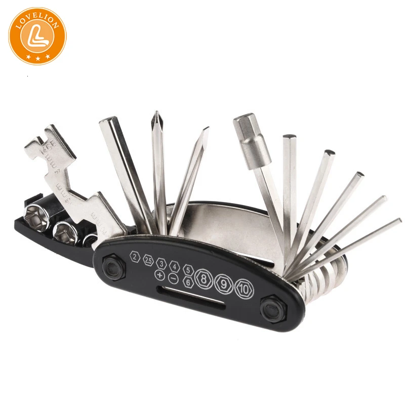 

LOVELION 16 kinds function bicycle maintenance combination tools mountain road bike multi-function folding tire repair wrench