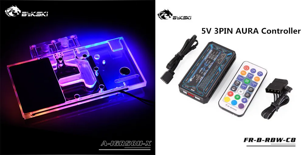 Bykski полный охват RGB/A-RGB GPU водяной блок для VGA Colorfire RX580 видеокарта A-IGR58H-X - Цвет лезвия: Block 5V Controller