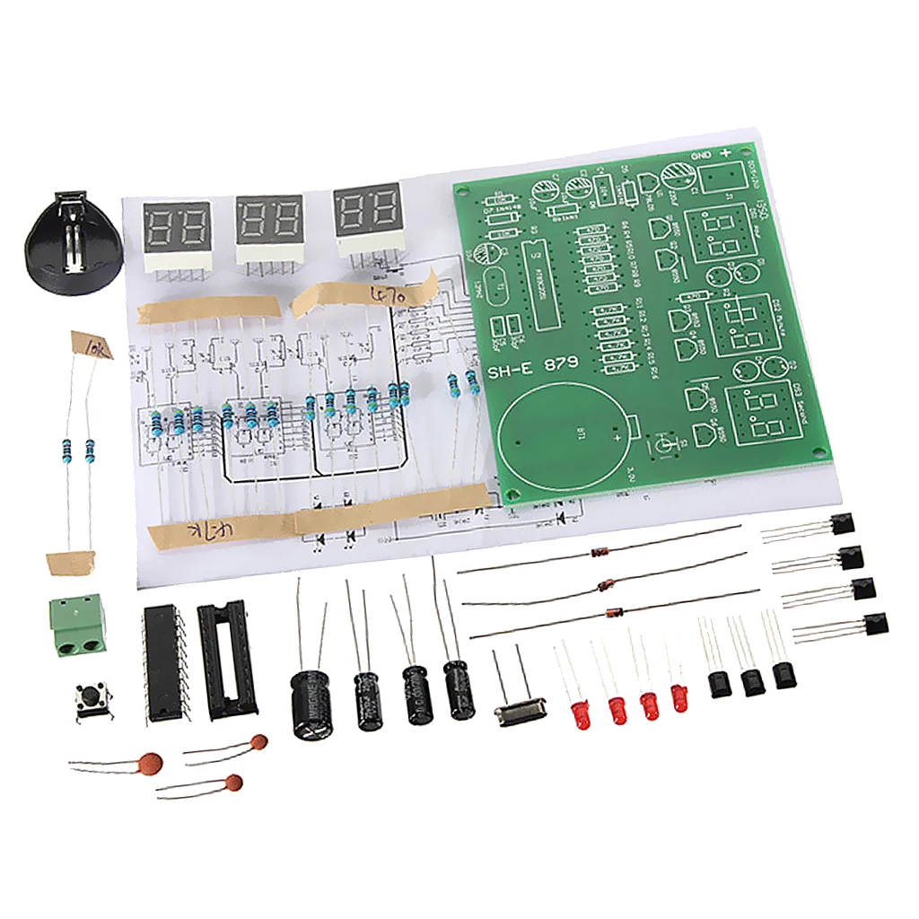 Kits 6 Bits Digital Electronic LED Clock Alarm Electronic Production Suite