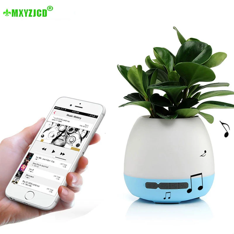 Bluetooth аудио умный цветочный горшок красочный ночной Светильник пластиковая ваза Сенсорное растение музыка горшечные украшения дома аксессуары