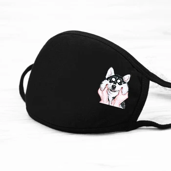 

Black Casual Warm Printing Masks High Anti-Dust Masks Women/Mens Teeth Kawaii Mouth Masks Anti-dust Half Fac cartoon